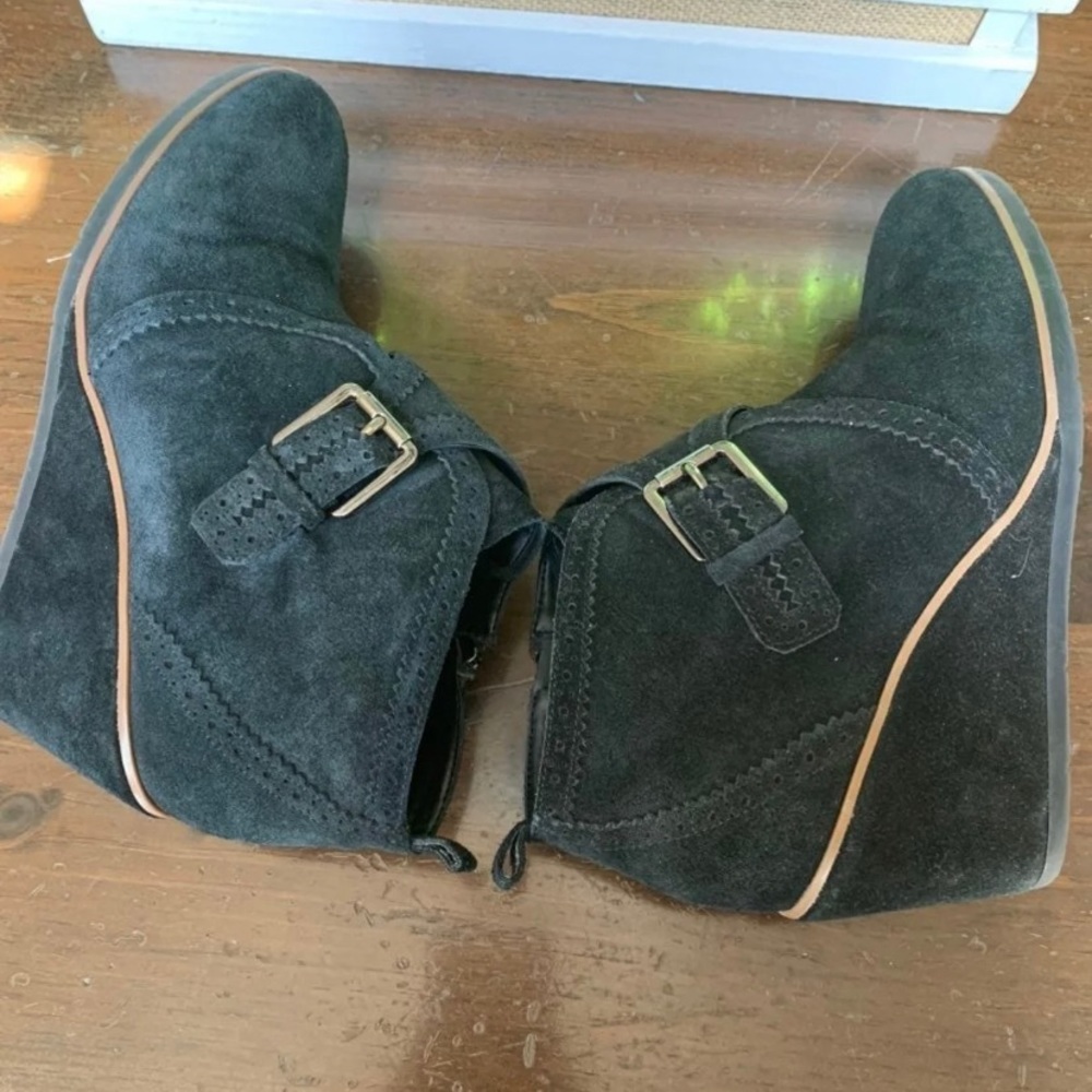 Franco Sarto Suede wedge booties/ ankle boots